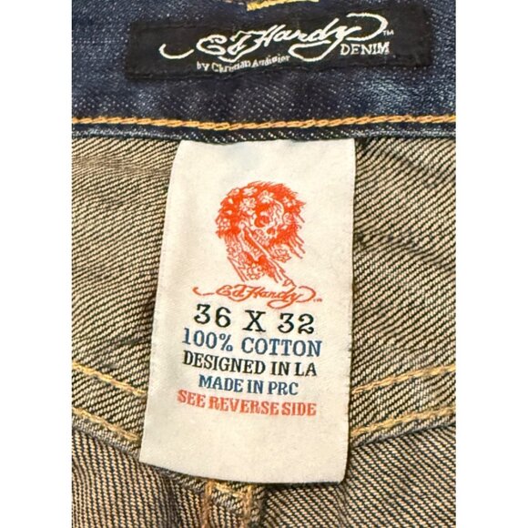 Ed Hardy by Christian Audigier Men's Dragon Embroidered Jean Blue Size 36 x 32 N - Picture 9 of 13